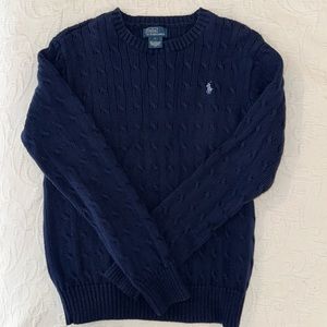 Polo Navy Cotton Cable Sweater